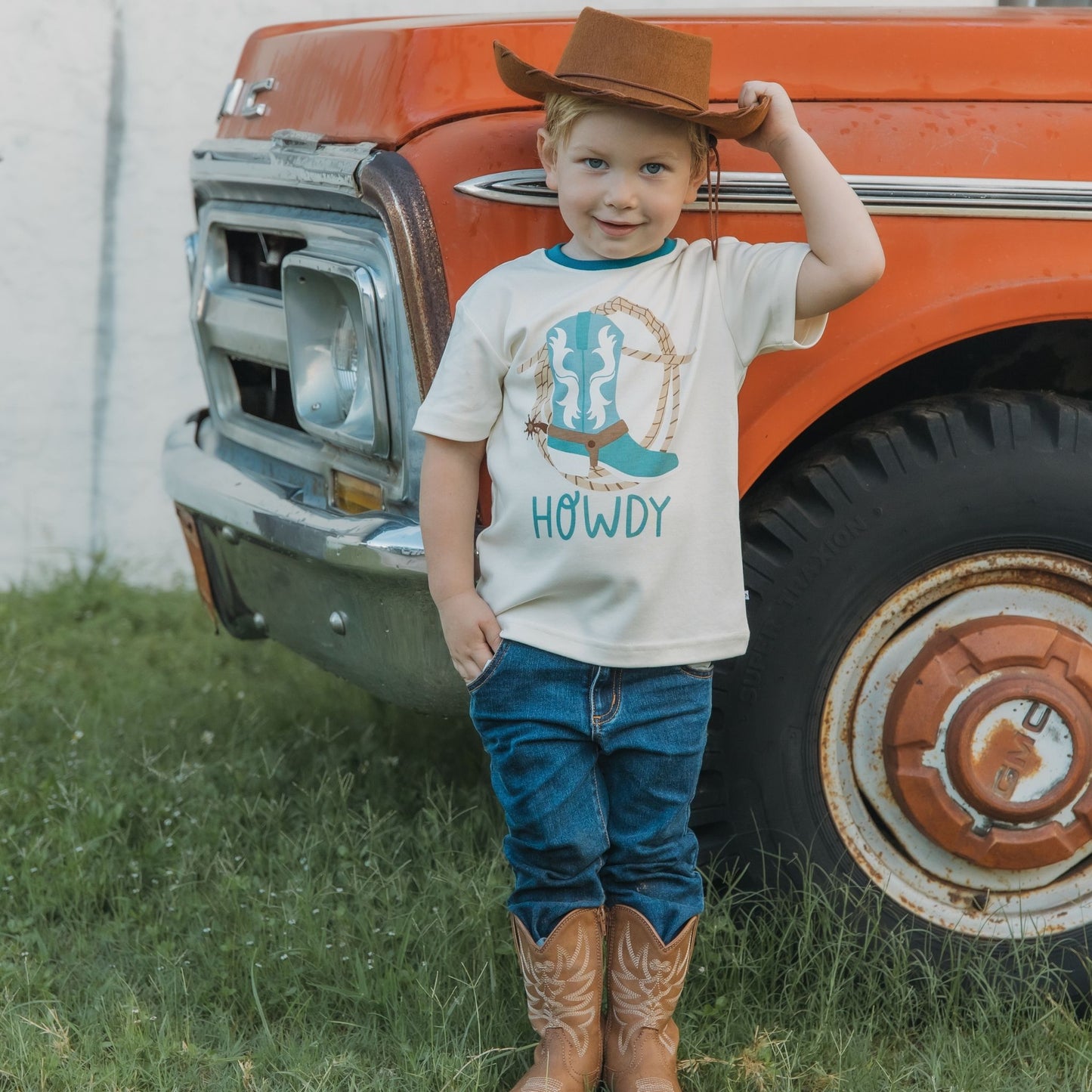 Howdy Western Cotton Ringer Toddler Short Sleeve Shirt