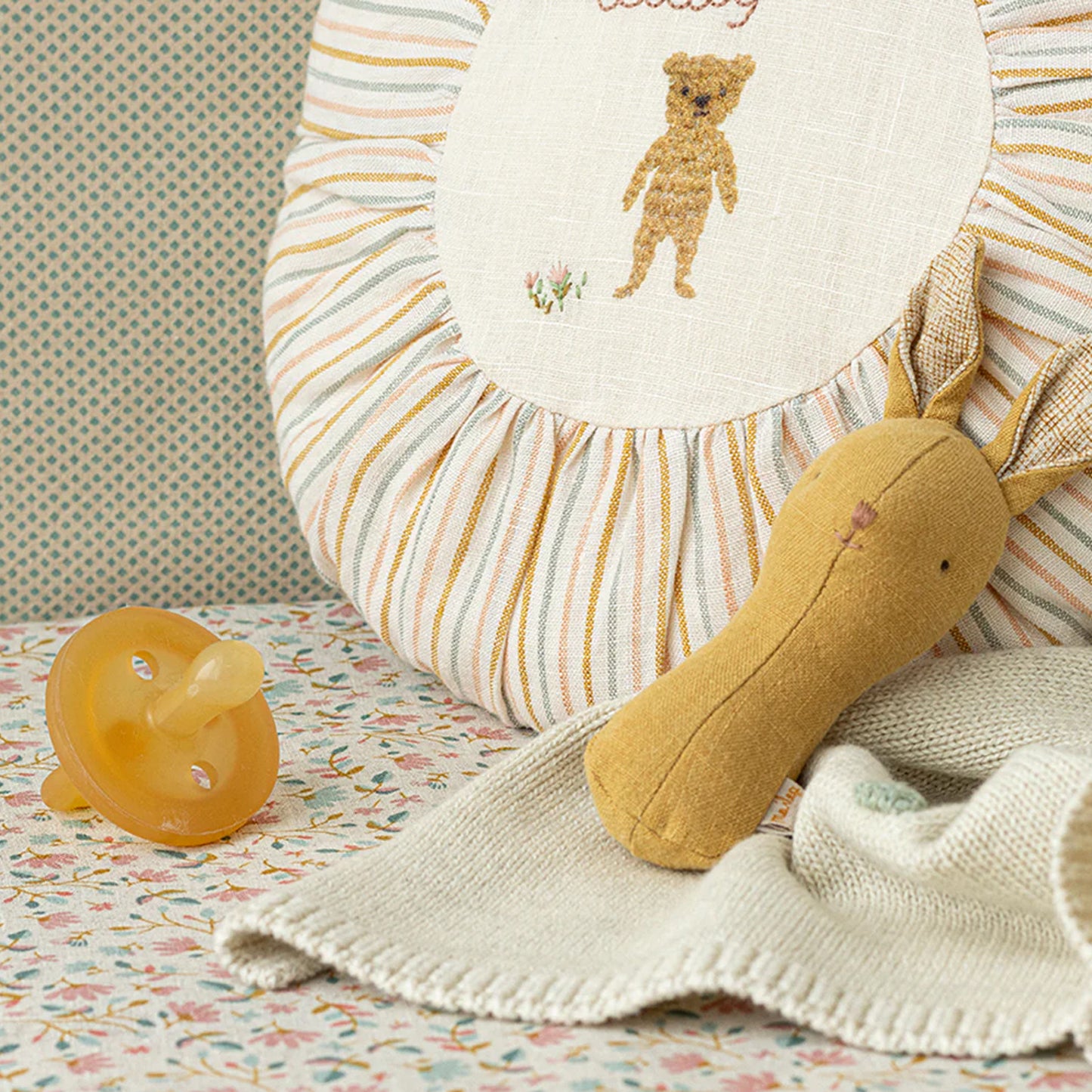 Maileg Bunny Lullaby Friend Rattles - Dusty Yellow