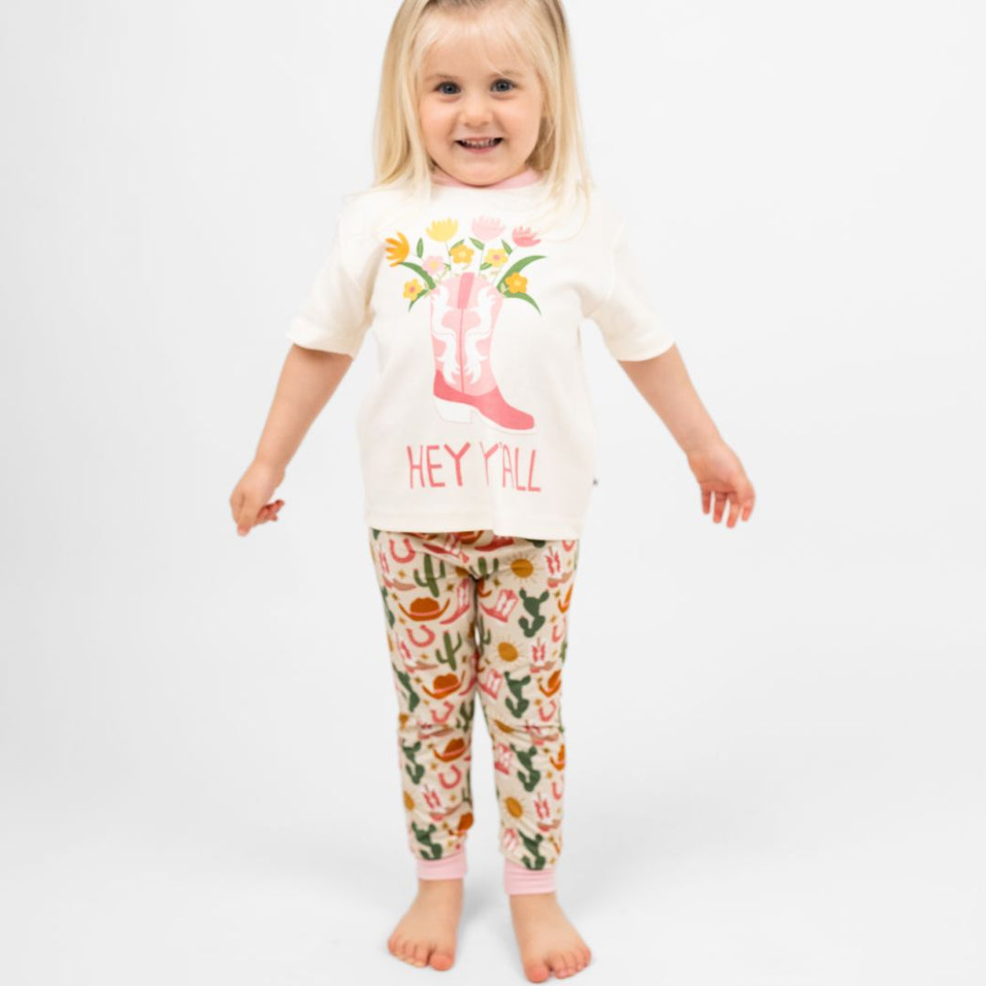 New Hey Ya'll Western Cotton Ringer Toddler Short Sleeve Shirt