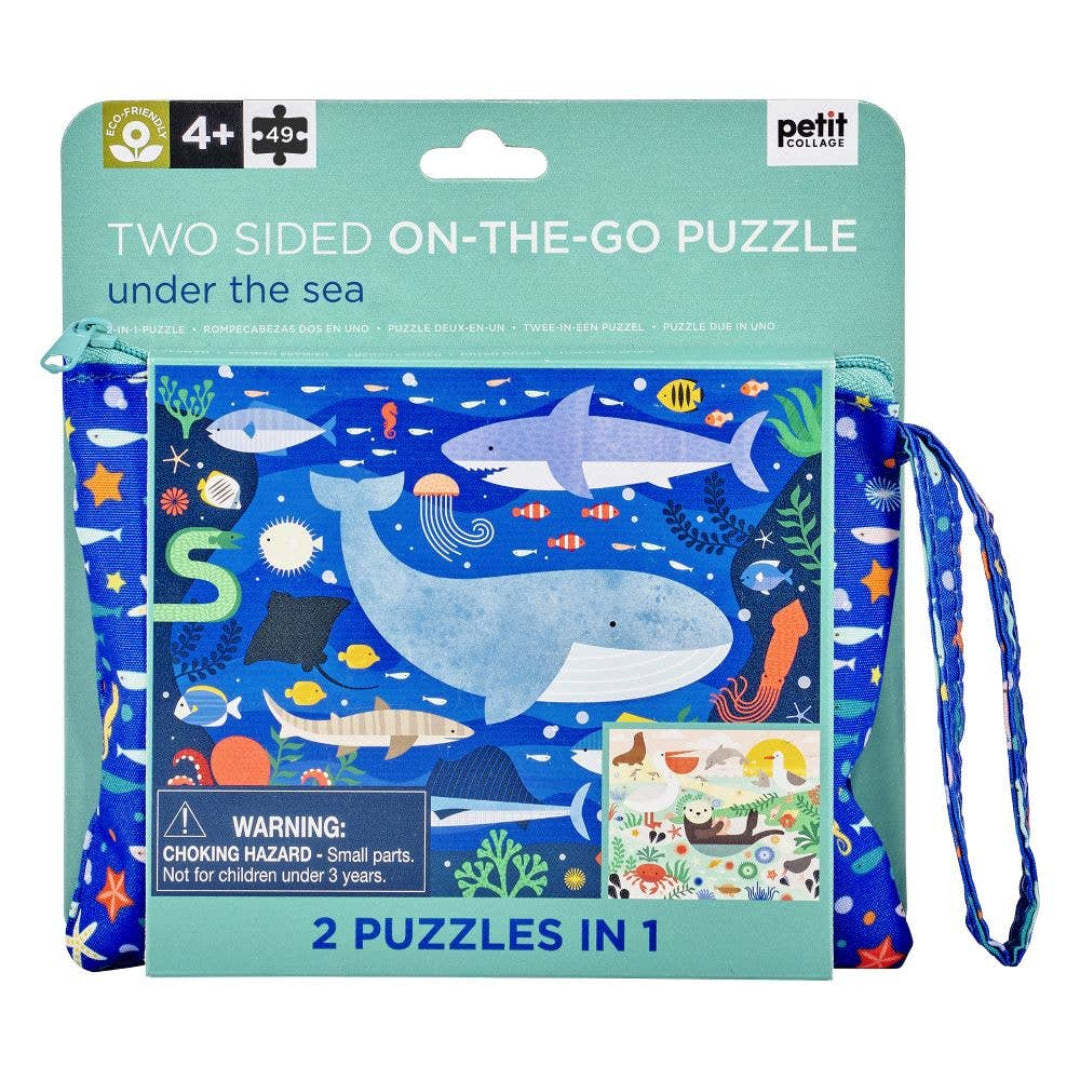 double sided puzzle with travel bag
