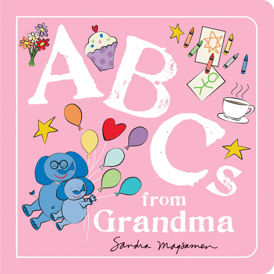 light pink board book with ABCs from Grandma inside