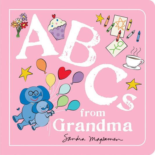 light pink board book with ABCs from Grandma inside