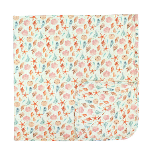 Sandy Seashells Luxury Bamboo Blanket