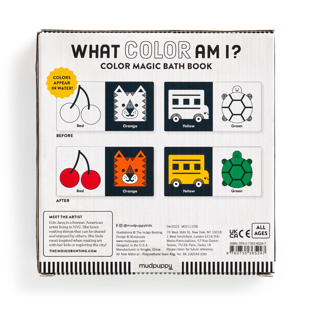 Color Magic Bath Book packaging with illustrations and text on a white background