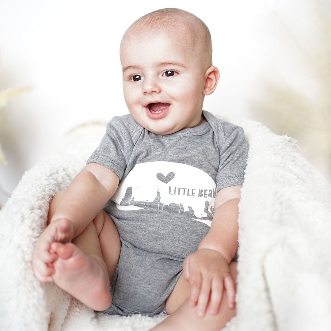 Chicago Little Bean Grey Short Sleeve Baby Onesie