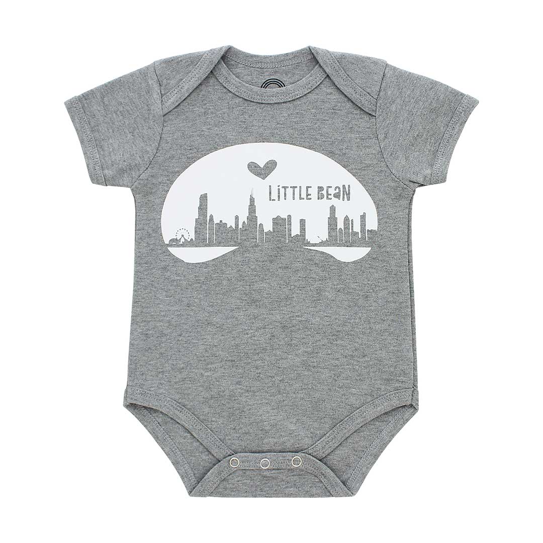 Chicago Little Bean Grey Short Sleeve Baby Onesie