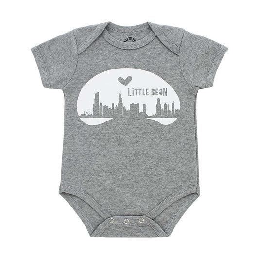 Chicago Little Bean Grey Short Sleeve Baby Onesie