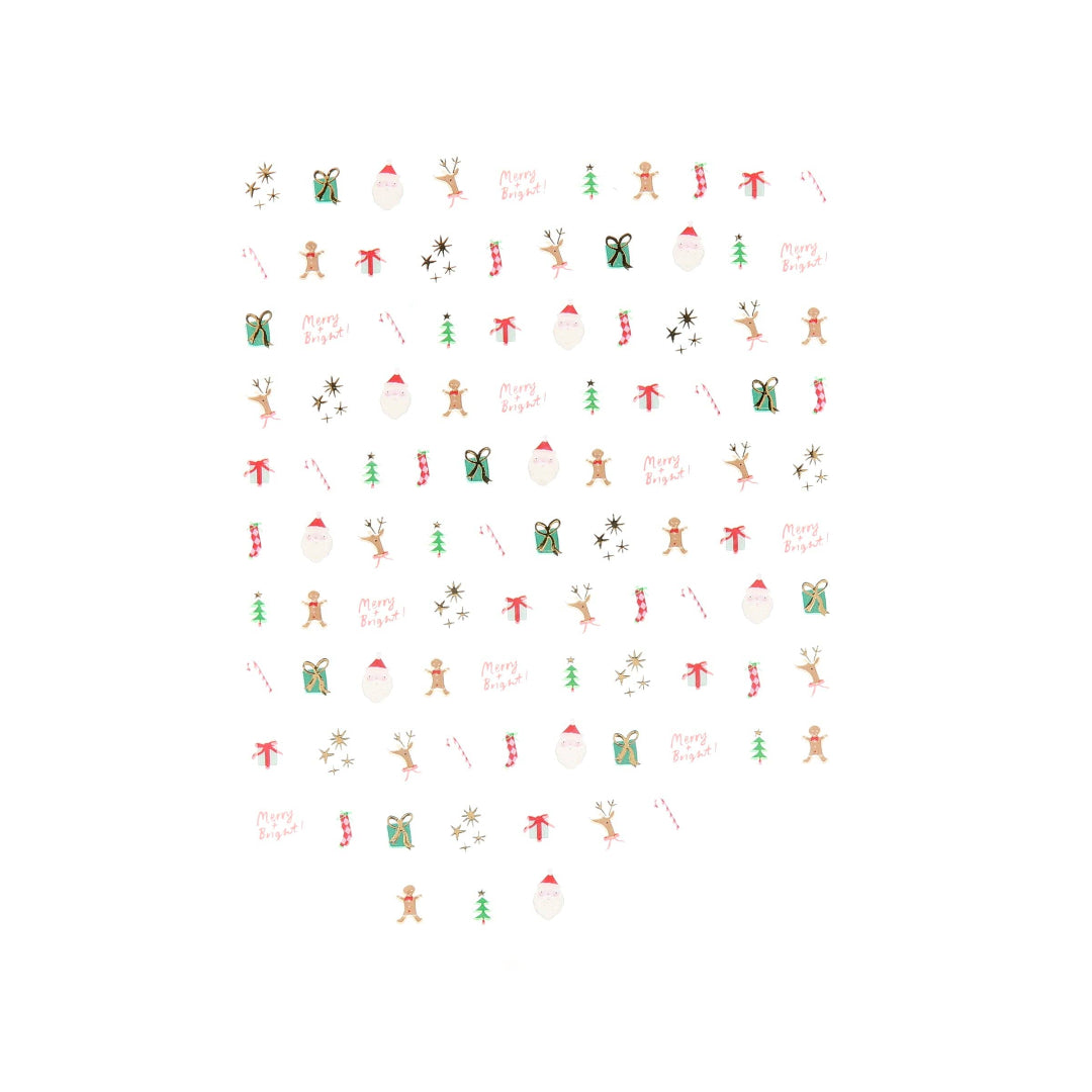 Pattern of Christmas-themed icons on a white background