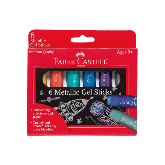 Faber-Castell metallic gel sticks set on a white background