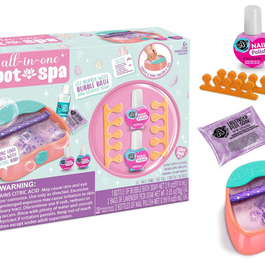 All-in-one foot spa set with packaging and accessories on a white background