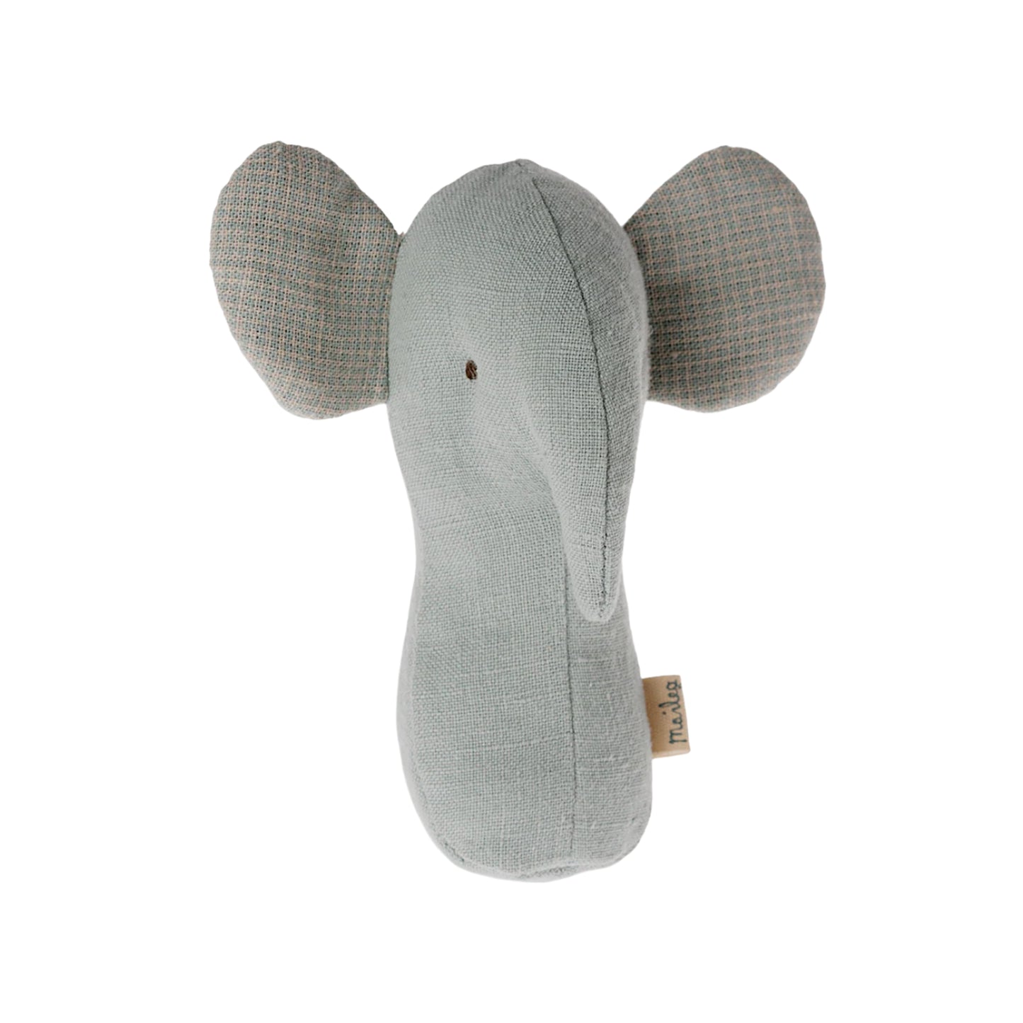 Gray elephant plush toy on a white background