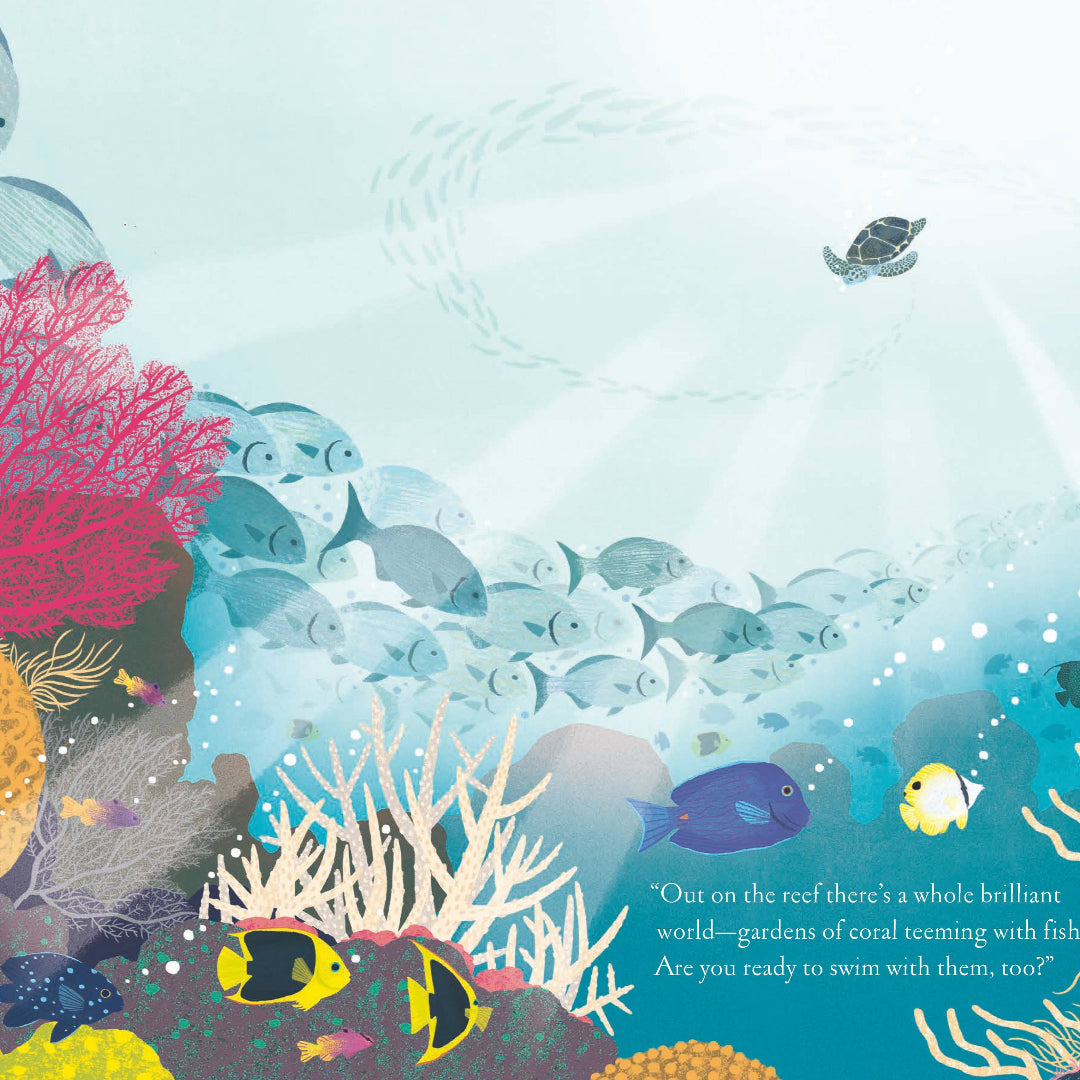 Colorful underwater scene with fish and coral