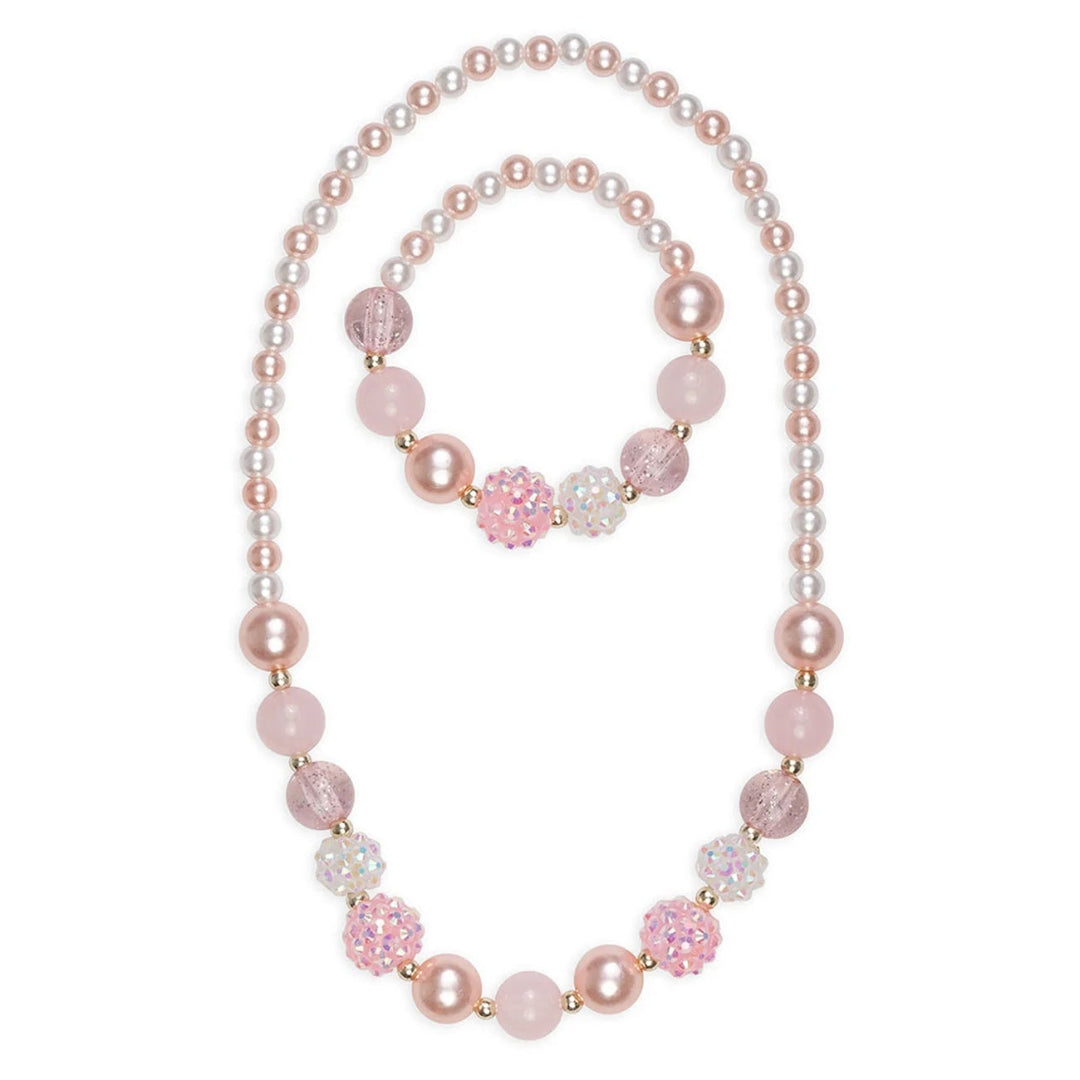 A pink and white pearl beaded necklace and bracelet set from Great Pretenders
