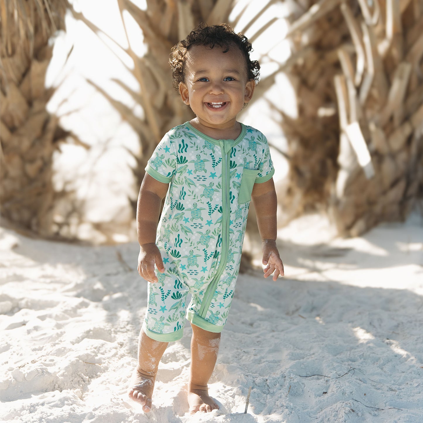 Save the Sea Turtles Bamboo Baby Shortie Romper