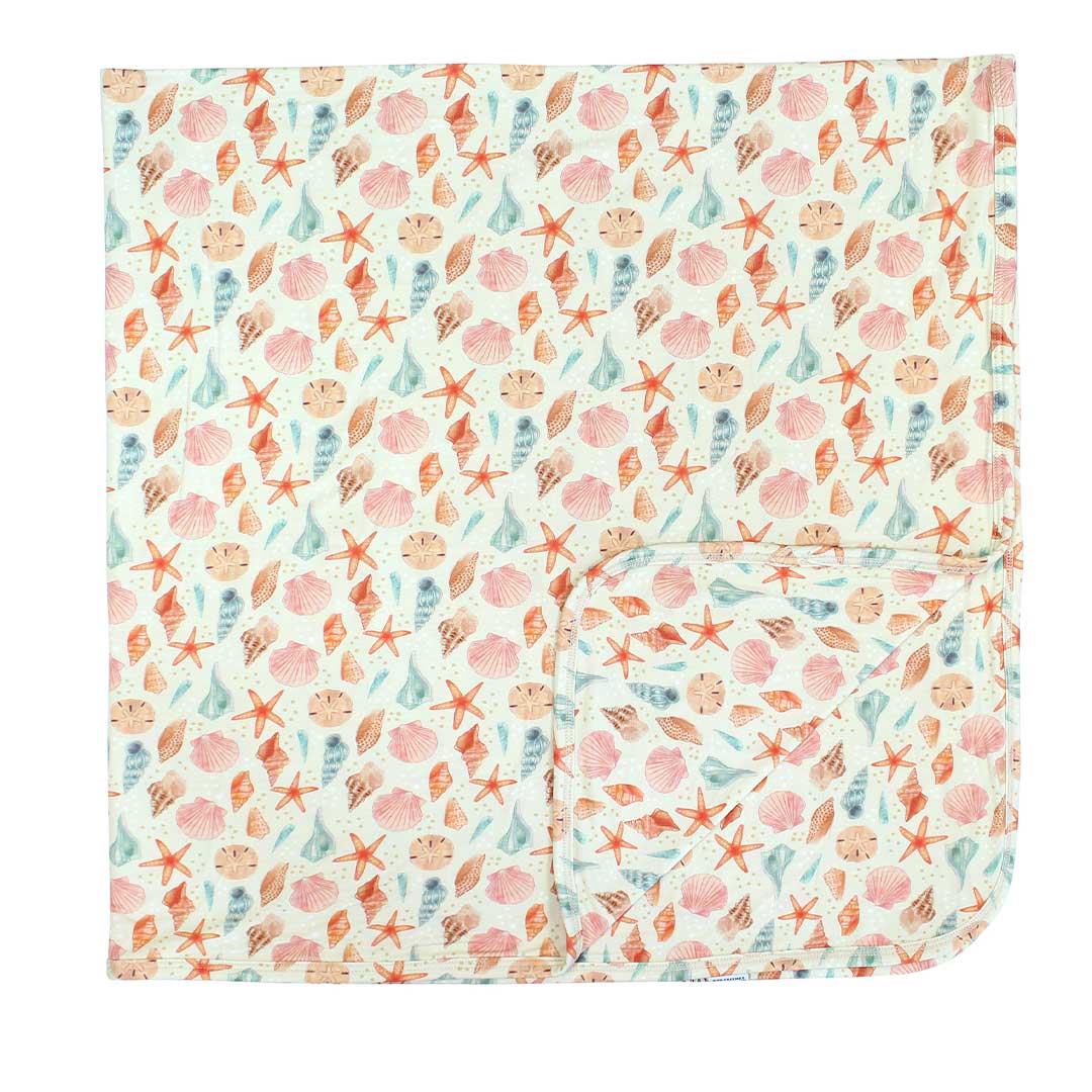 Sandy Seashells Twin Size Bamboo Blanket