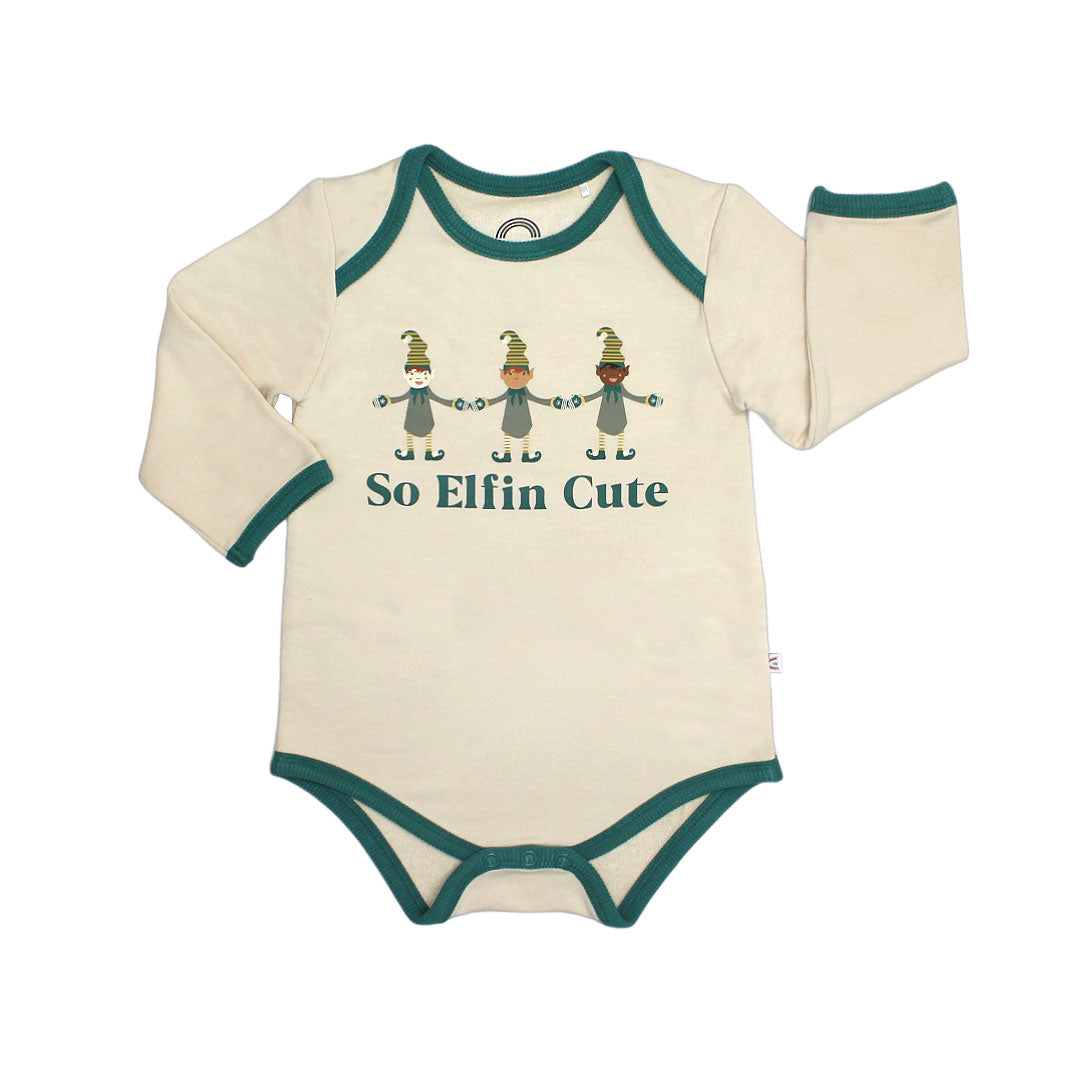 So Elfin Cute Christmas Viscose Bamboo Terry Ringer Baby Onesie
