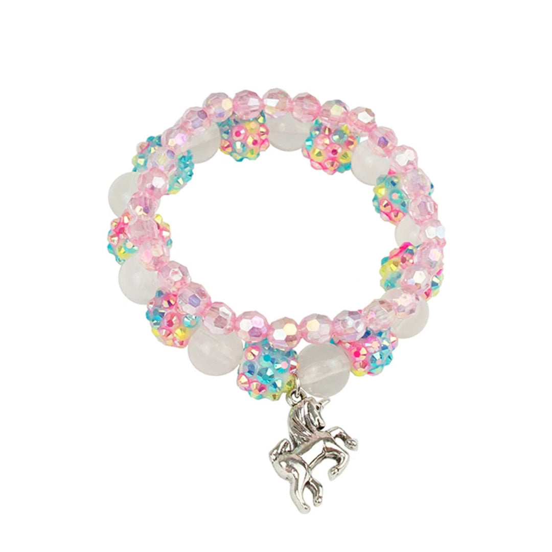 Colorful beaded bauble bracelet with a silver horse charm from Great Pretenders