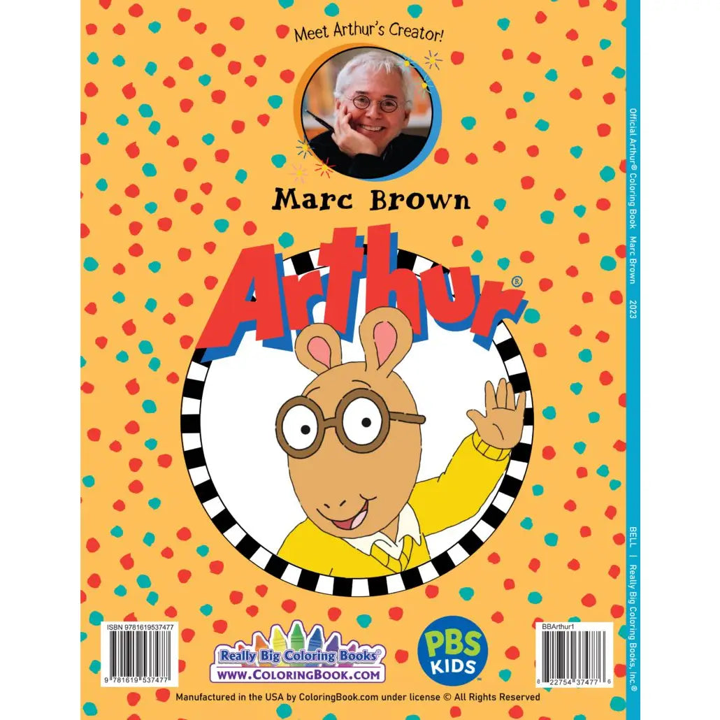 back cover of Arthur coloring book where there is a picture of the creator at the top