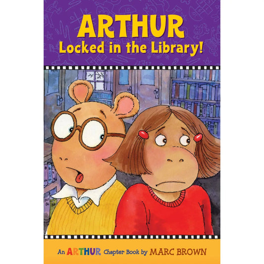 Arthur and his friend looking scared in a dark library