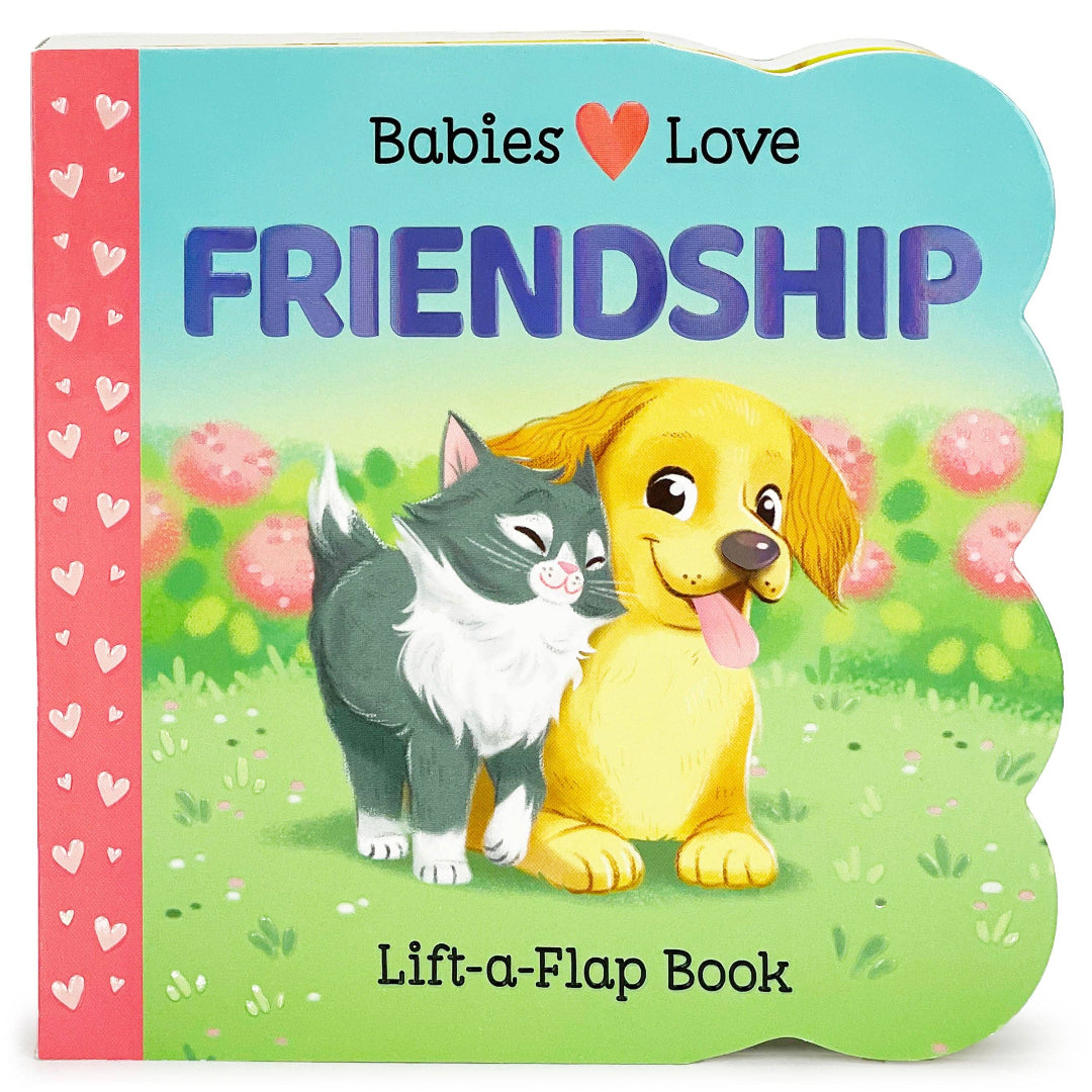 board book with a dog and cat on the front in a garden