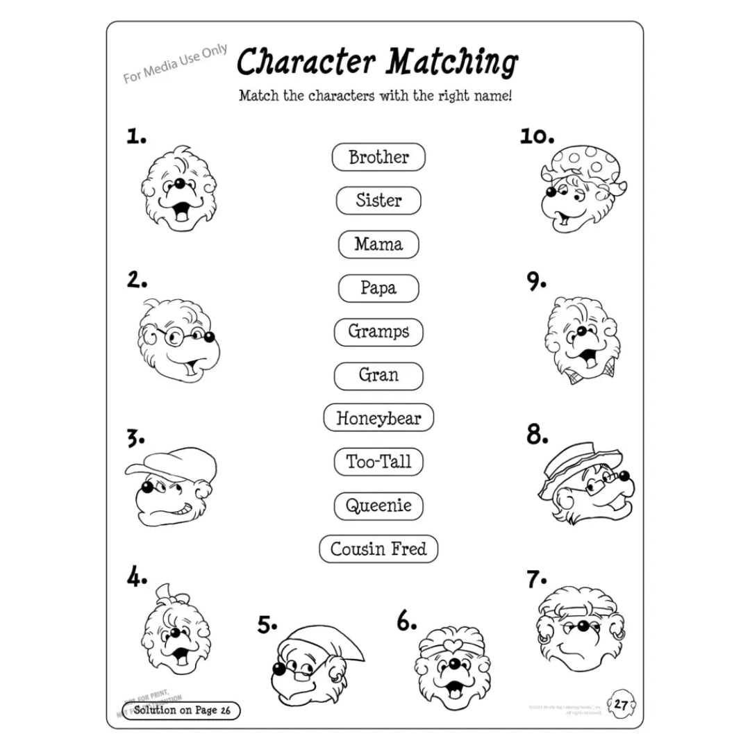 a Berenstain Bears character matching game