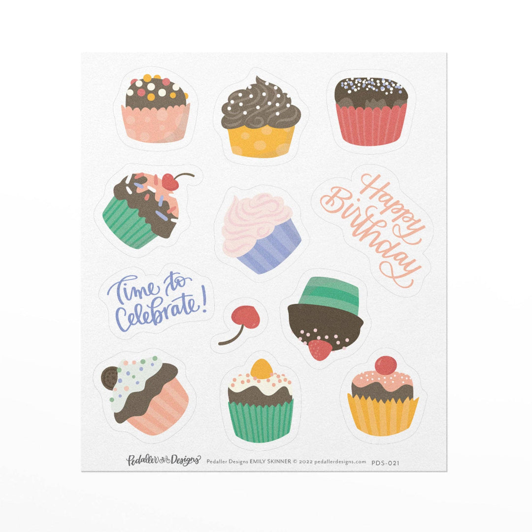 birthday cupcakes sticker sheet