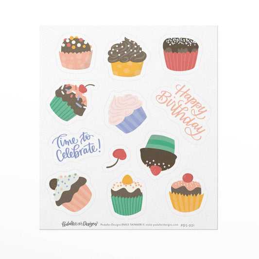 birthday cupcakes sticker sheet