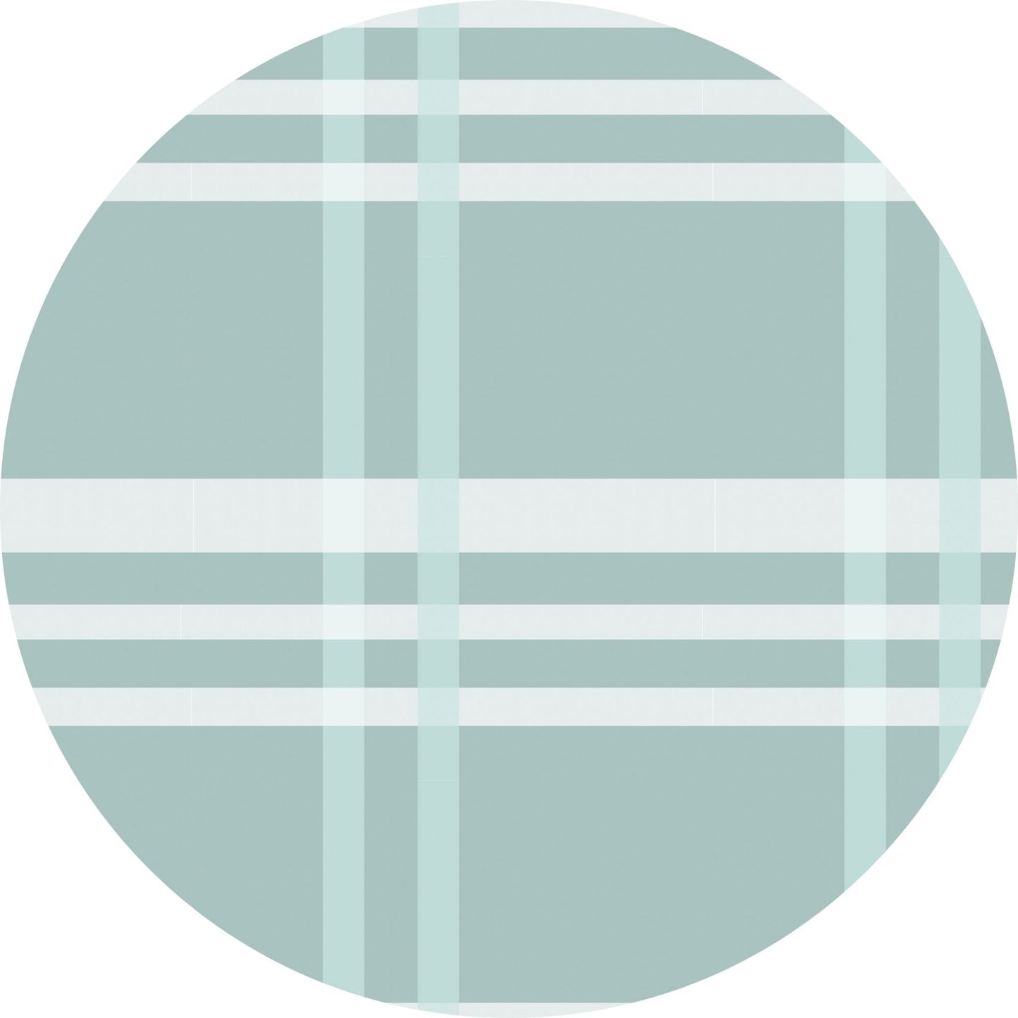 Round fabric swatch with a light blue and white plaid pattern