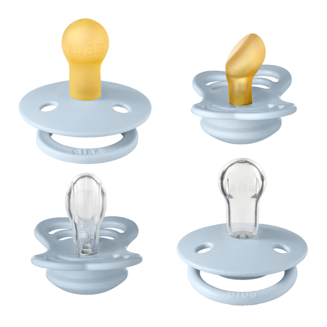 set of 4 blue pacifiers