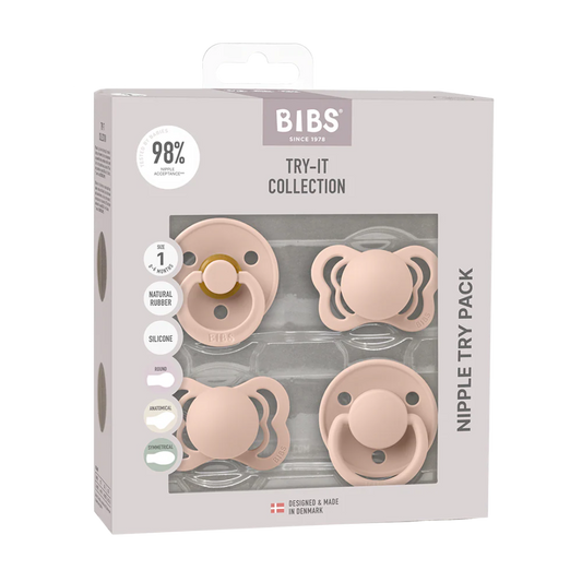 4 pack of blush colored pacifiers