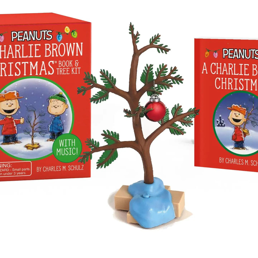 Charlie Brown mini christmas tree and mini book