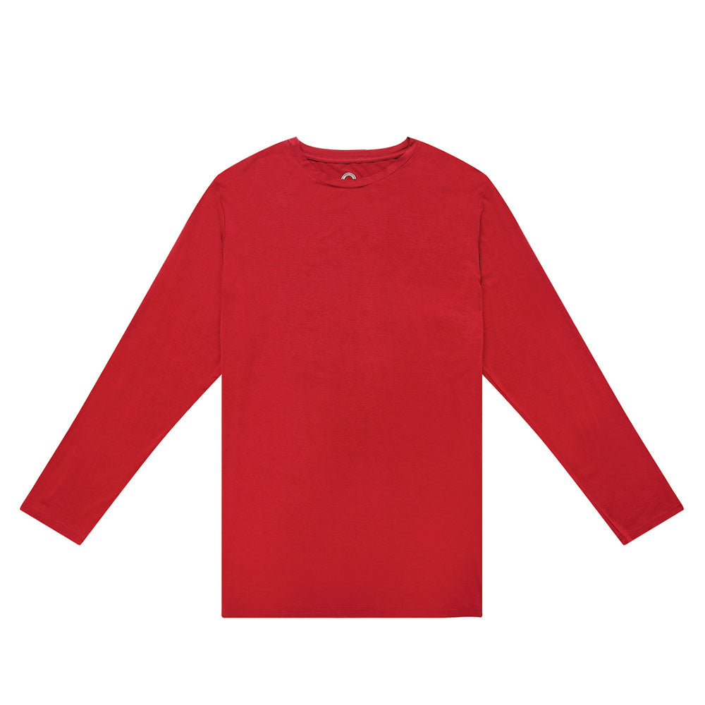 Flat lay of Christmas Red bamboo top, buttery soft and breathable, designed for sleep or everyday wear.