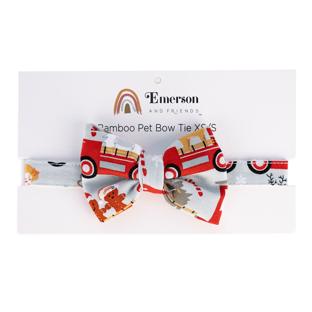 Christmas Train Bamboo Pet Bow Tie