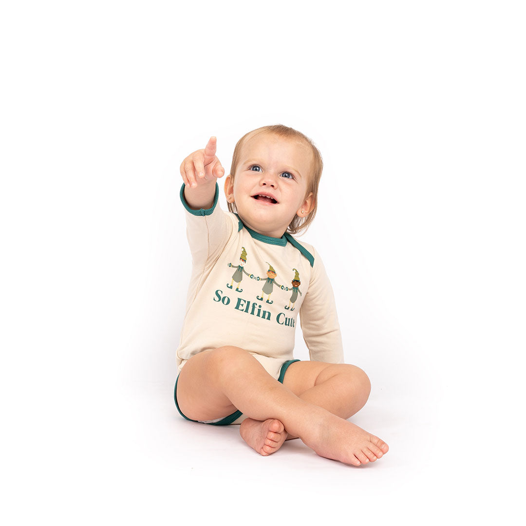 So Elfin Cute Christmas Viscose Bamboo Terry Ringer Baby Onesie