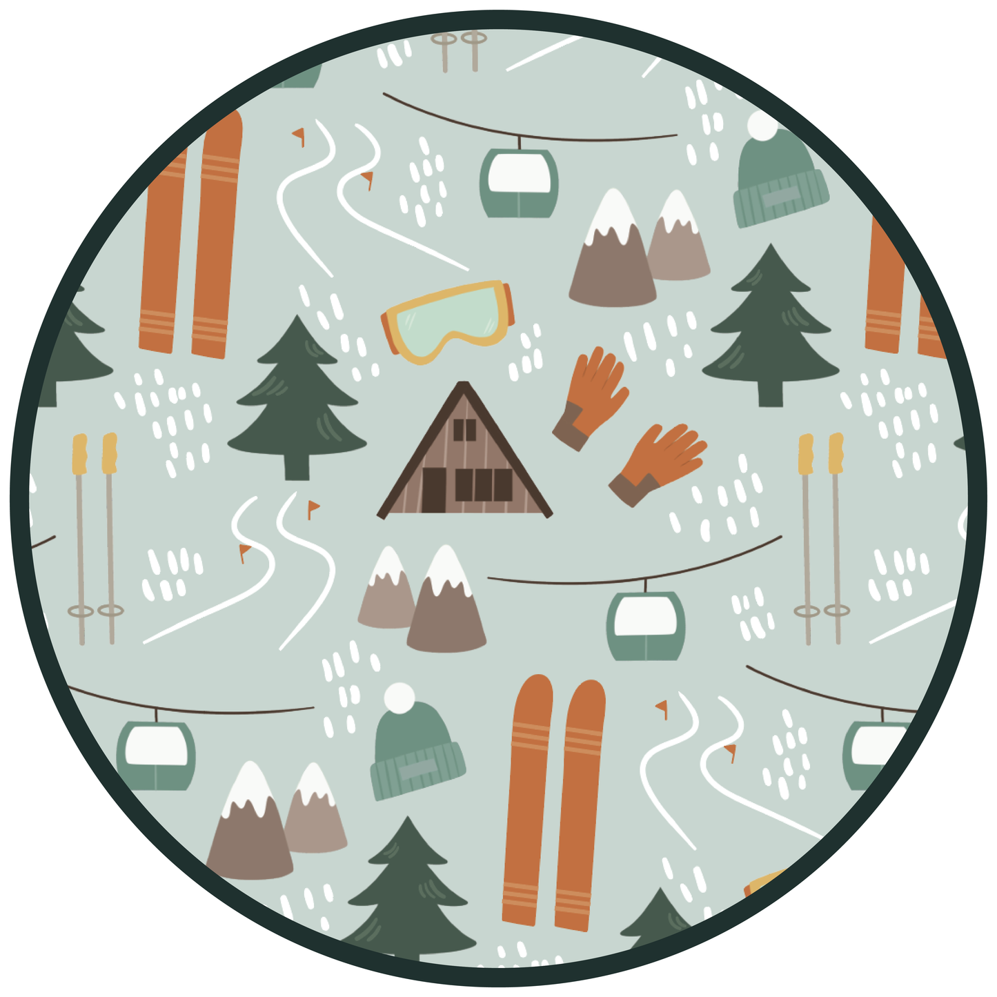Ski day circle print