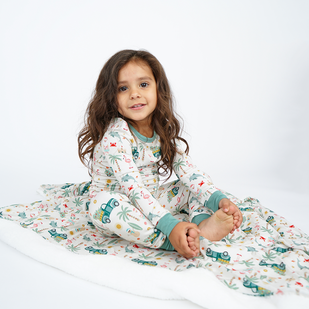 Coastal Christmas Small Bamboo and Fleece Blanket