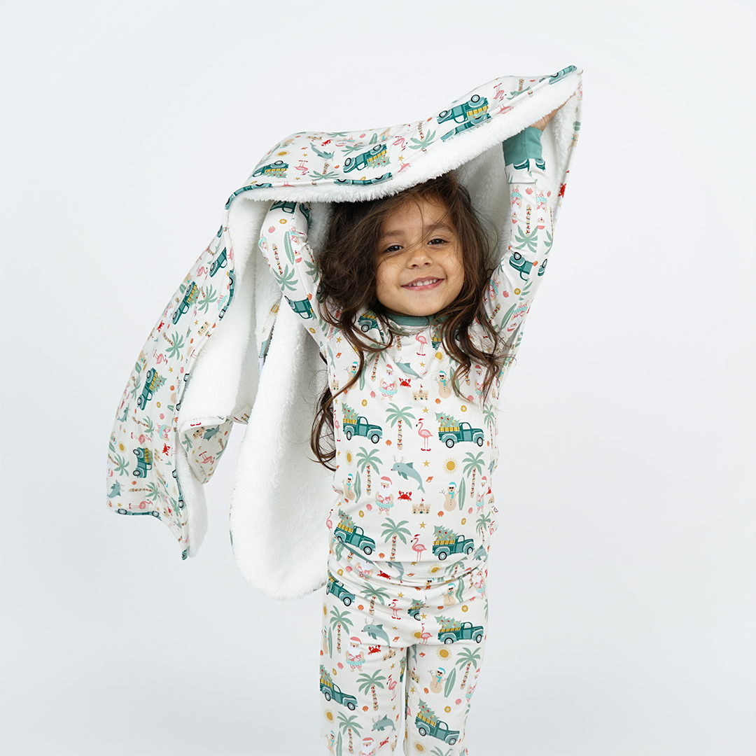 Coastal Christmas Small Bamboo and Fleece Blanket