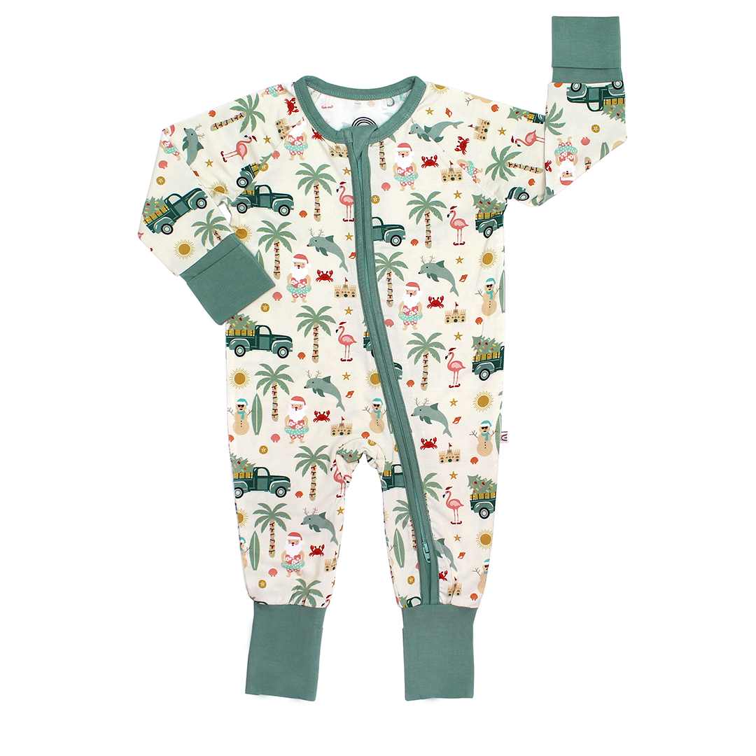 FINAL SALE Coastal Christmas Convertible Bamboo Baby Pajama