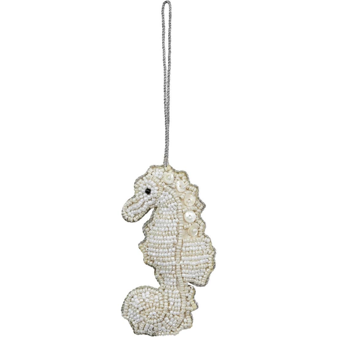 HS Seashells - Seahorse White MOP & Beaded Ornament
