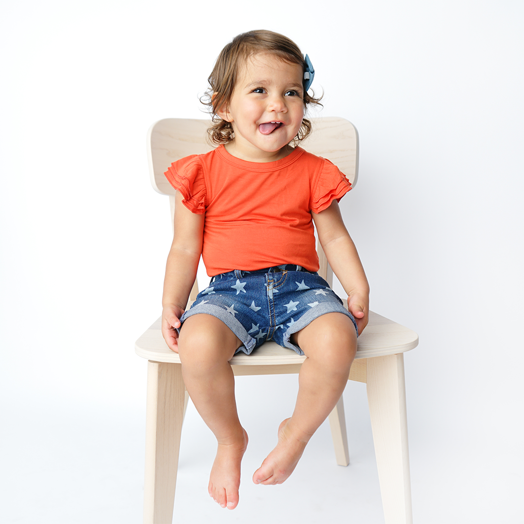 FINAL SALE Party Pops (Fourth of July Fireworks) Red Flutter Bamboo Baby Onesie