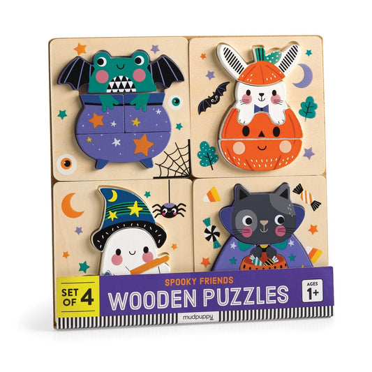 Chronicle Books - Spooky Friends Halloween Set of 4 Wooden Toddler Puzzles