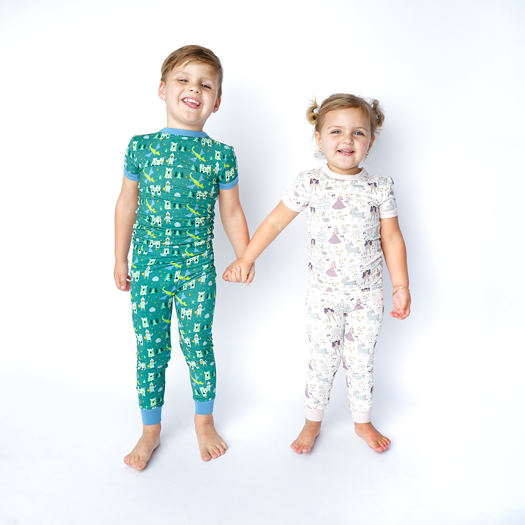 Ever After Short Sleeve Bamboo Kids Pajama Pants Set