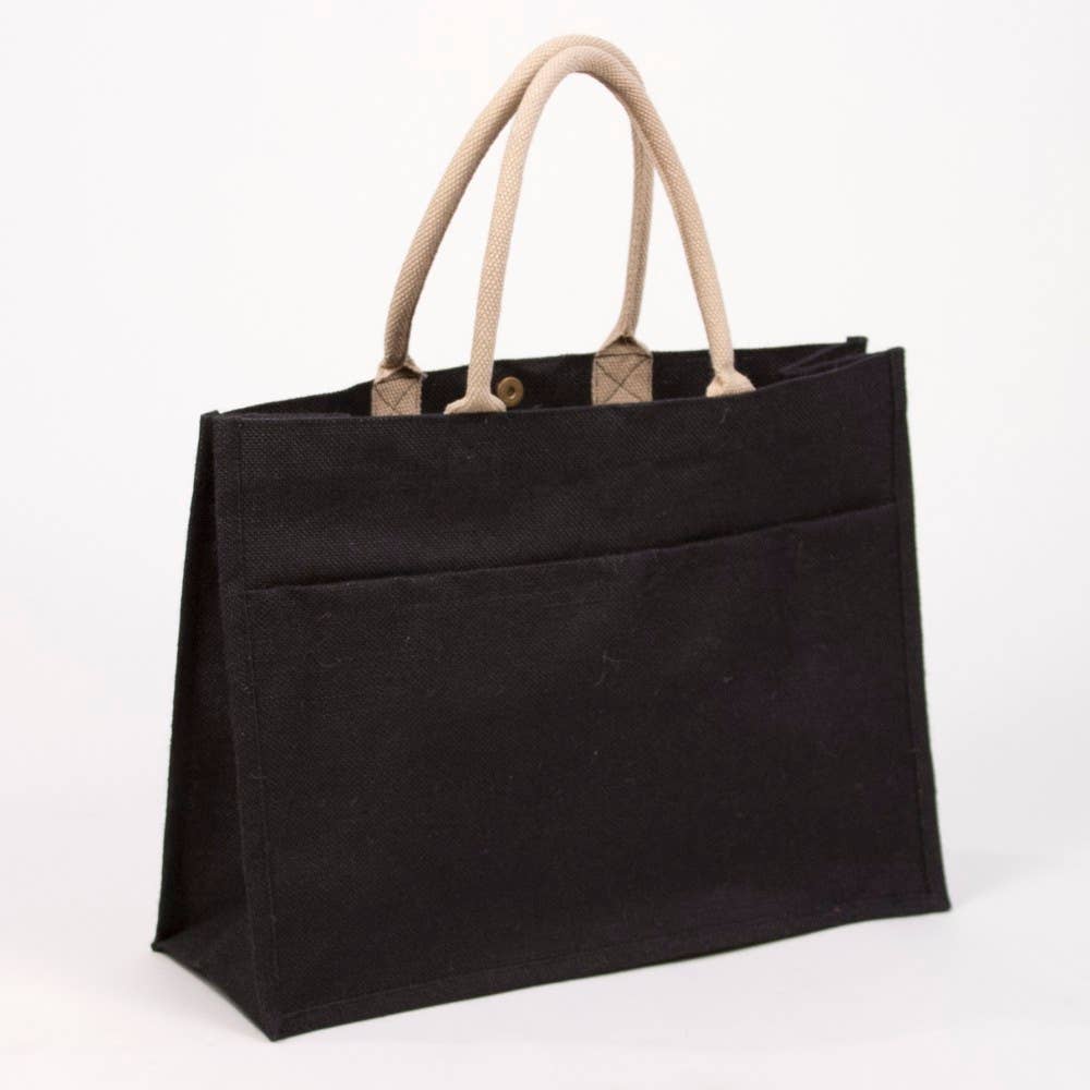 The Royal Standard - Jute Pocket Tote Black 19x14x7.5