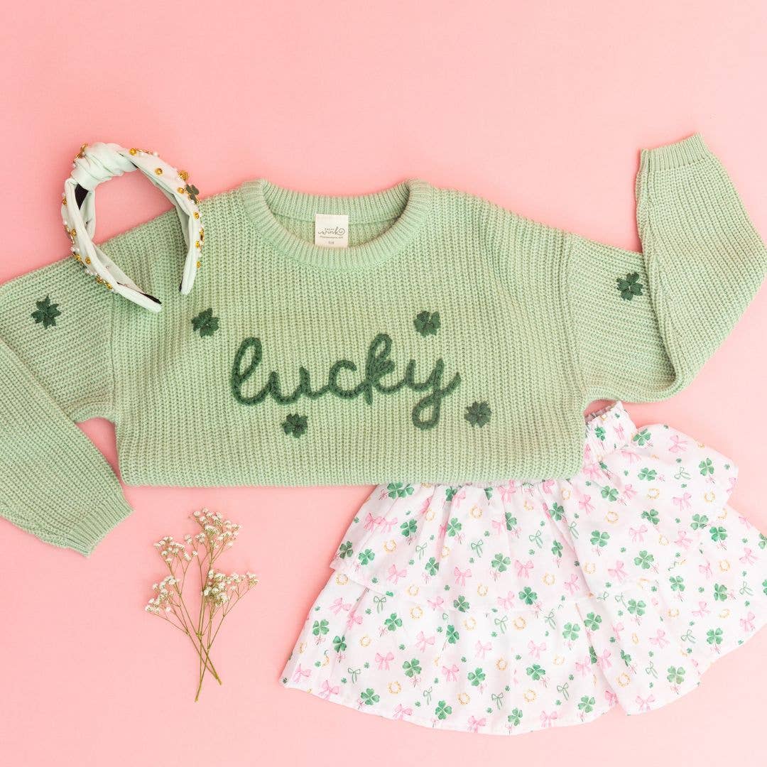 Sweet Wink - Lucky Shamrock St. Patrick's Day Knit Sweater - Kids
