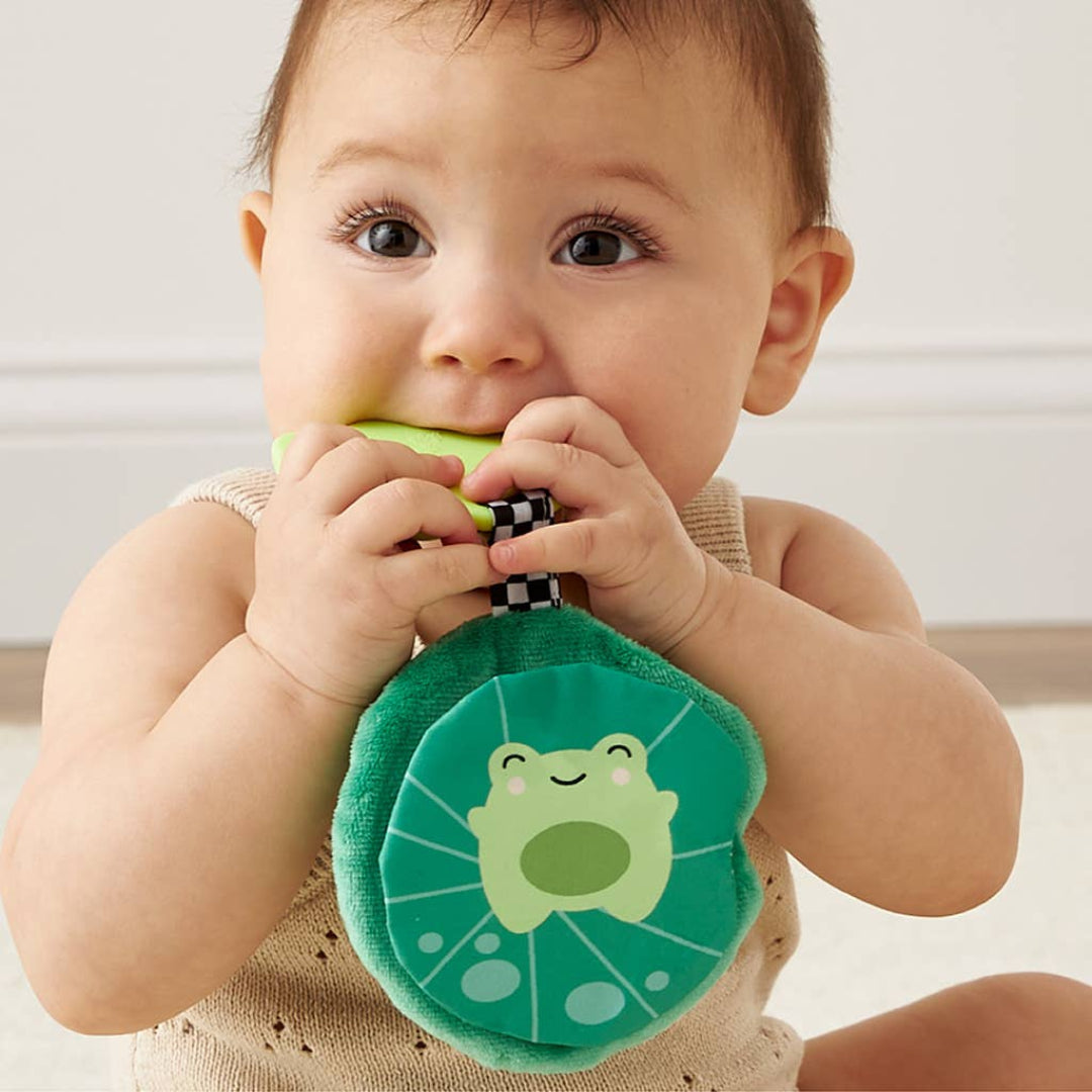 frog shaped crinkle silicone sensory teether