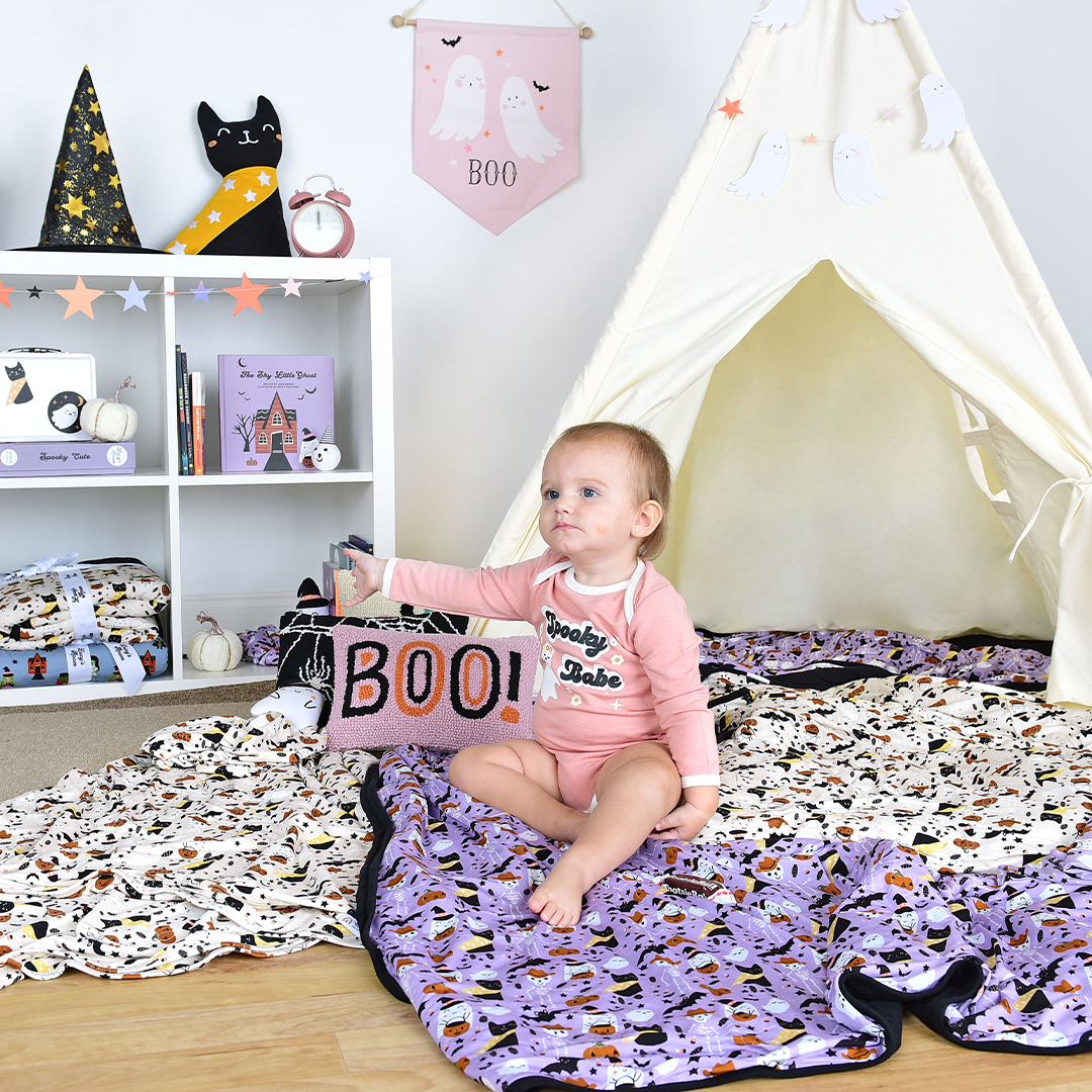 Spooky Babe Halloween Long Sleeve Viscose Bamboo Terry Ringer Baby Onesie