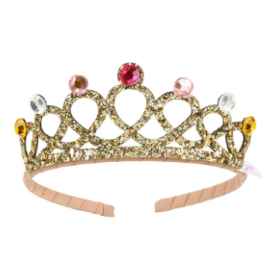 gold dress up crown with rhinestones on the top