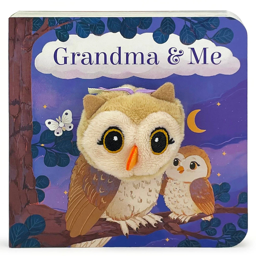 little board book with a finger puppet owl in the middle