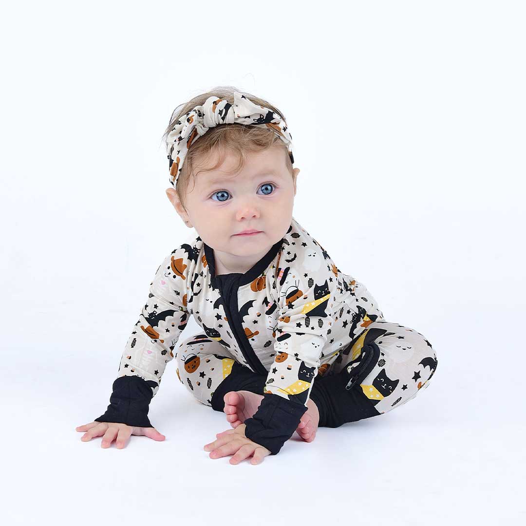 Spooky Cute Halloween Beige Bamboo Headband