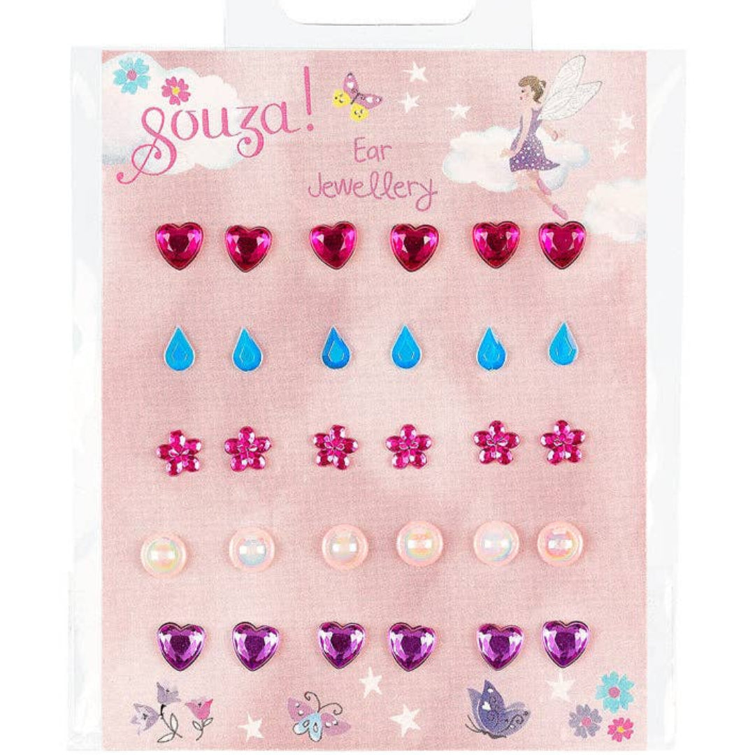 heart and flower stick on earrings